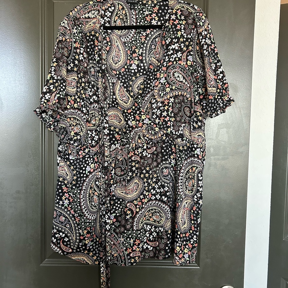 Paisley Print Wrap top